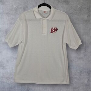 Vintage American Polo Shirt Large‎ Short Sleeve Off White Baseball Single Stitch